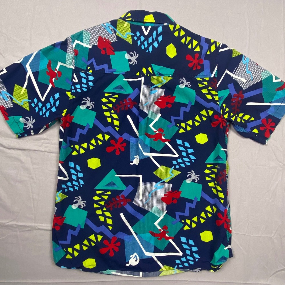 KAVU Klear Above Etch Art Shirt Mens Medium Hawaiian Cotton Abstract Casual - Picture 6 of 11